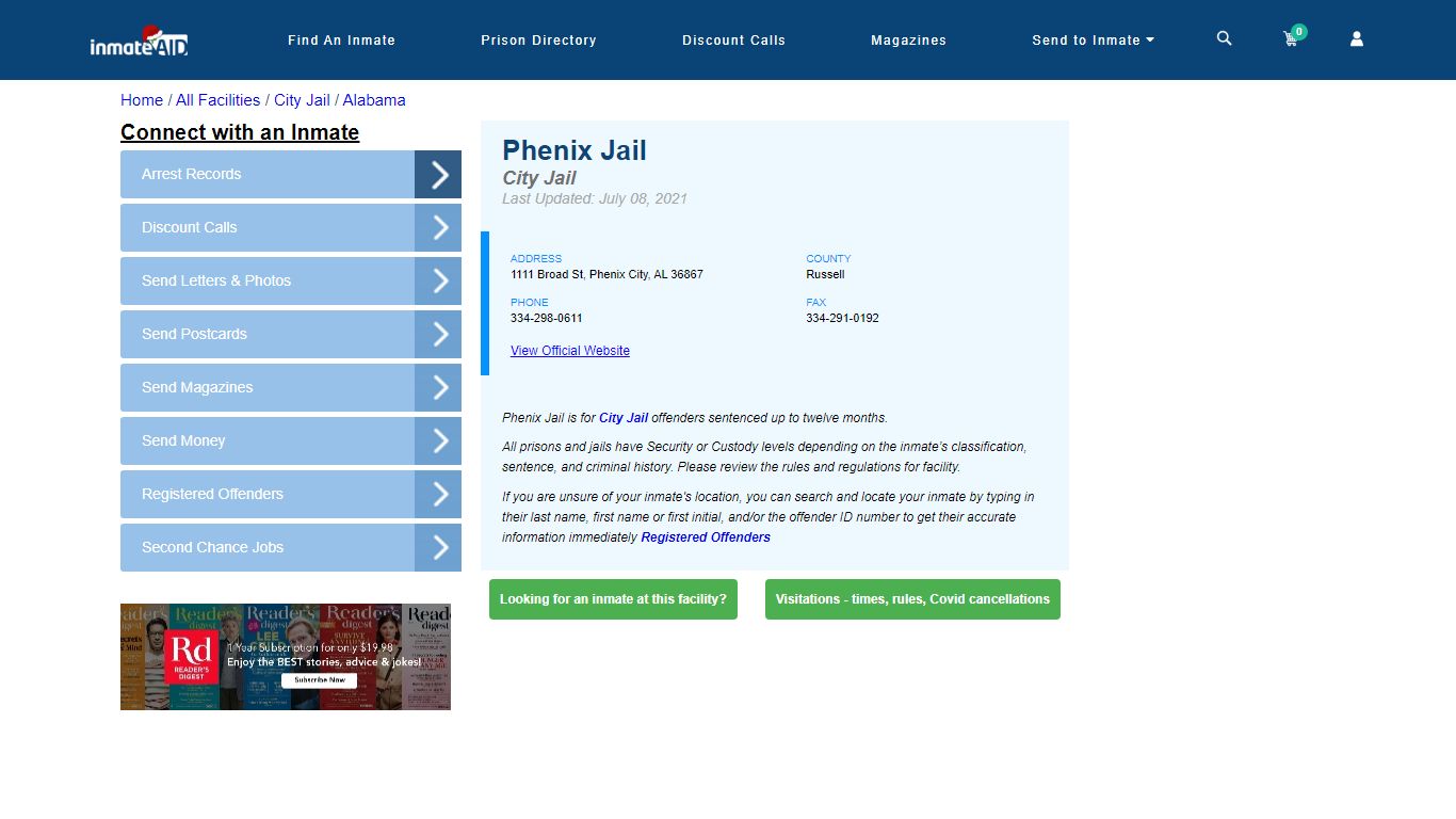 Phenix Jail | Inmate Locator